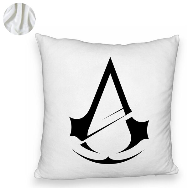 Perna Decorativa Fluffy cu Assasin's Creed Fans 2, 40x40 cm, Alba, Husa Detasabila, Burduf 6 40x40 cm