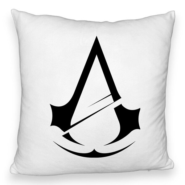 Perna Decorativa Fluffy cu Assasin's Creed Fans 2, 40x40 cm, Alba, Husa Detasabila, Burduf 5 Perna Decorativa Fluffy cu Assasin's Creed Fans 2