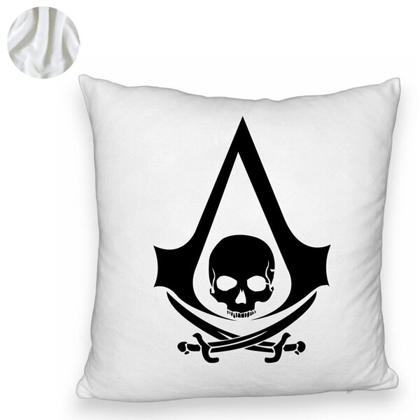 Perna Decorativa Fluffy cu Assasin's Creed Fans, 40x40 cm, Alba, Husa Detasabila, Burduf 6 40x40 cm