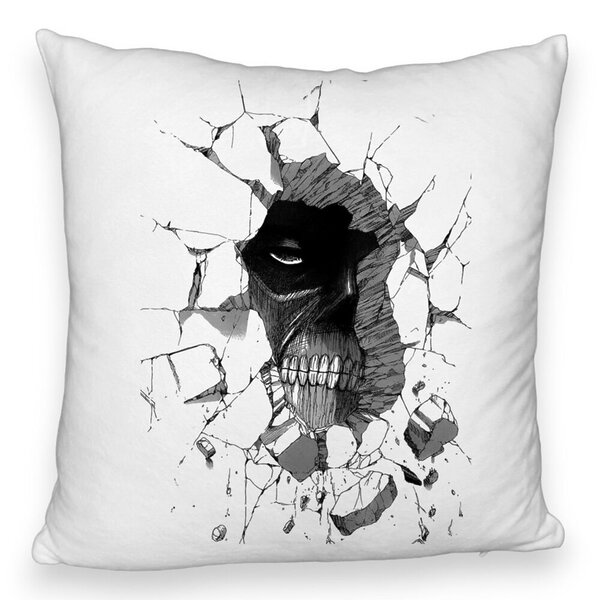 Perna Decorativa Fluffy cu Attack on Titan, 40x40 cm, Alba, Husa Detasabila, Burduf 5 Perna Decorativa Fluffy cu Attack on Titan