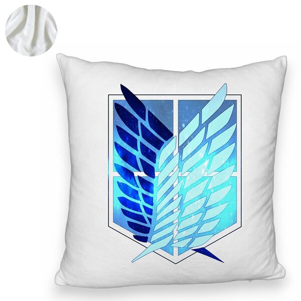 Perna Decorativa Fluffy cu Attack on Titan Symbol, 40x40 cm, Alba, Husa Detasabila, Burduf 6 40x40 cm