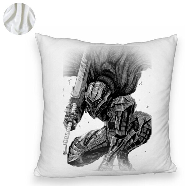 Perna Decorativa Fluffy cu Berserk, 40x40 cm, Alba, Husa Detasabila, Burduf 6 40x40 cm