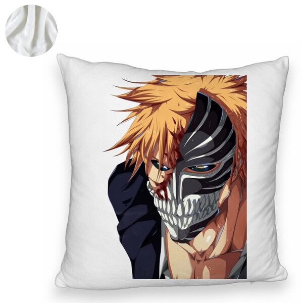 Perna Decorativa Fluffy cu Bleach Hollow Ichigo, 40x40 cm, Alba, Husa Detasabila, Burduf 6 40x40 cm