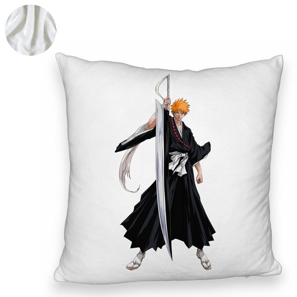 Perna Decorativa Fluffy cu Bleach - Ichigo, 40x40 cm, Alba, Husa Detasabila, Burduf 6 40x40 cm