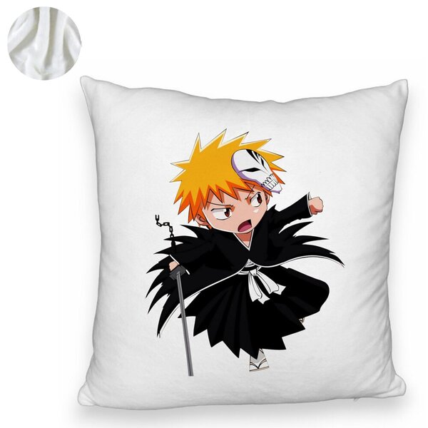 Perna Decorativa Fluffy cu Bleach Mini Ichigo, 40x40 cm, Alba, Husa Detasabila, Burduf 6 40x40 cm