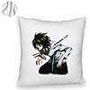 Perna Decorativa Fluffy cu Death Note L, 40x40 cm, Alba, Husa Detasabila, Burduf 8 40x40 cm