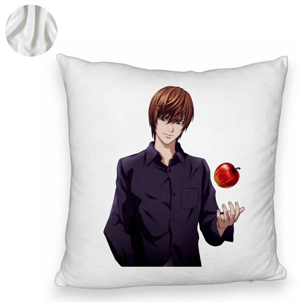 Perna Decorativa Fluffy cu Death Note SV, 40x40 cm, Alba, Husa Detasabila, Burduf 6 40x40 cm