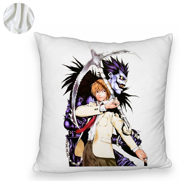 Perna Decorativa Fluffy cu Deathnote 1, 40x40 cm, Alba, Husa Detasabila, Burduf 6 40x40 cm