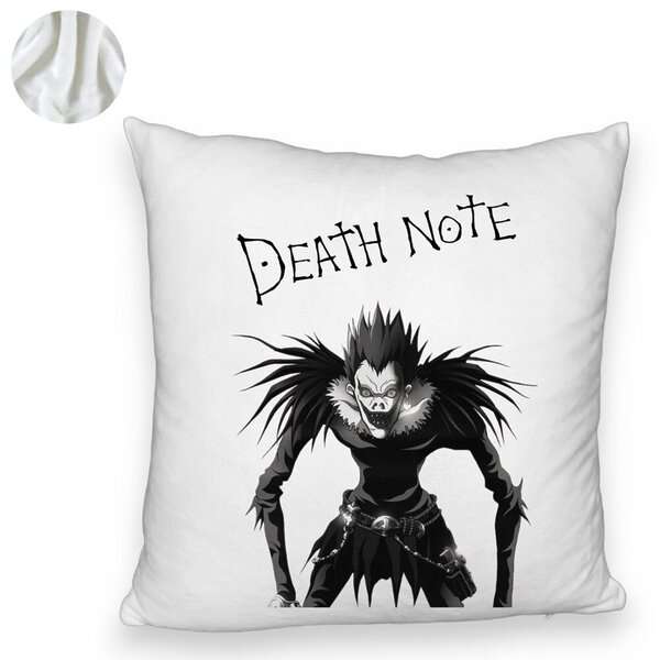Perna Decorativa Fluffy cu Deathnote, 40x40 cm, Alba, Husa Detasabila, Burduf 6 40x40 cm