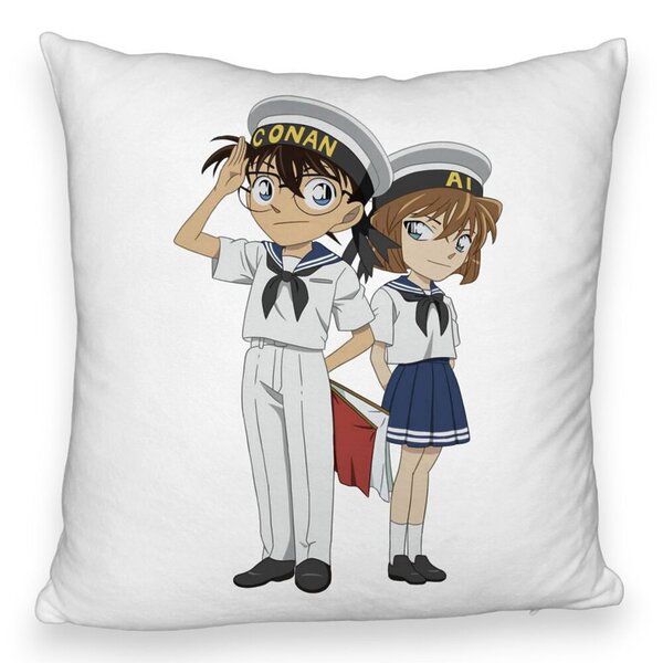 Perna Decorativa Fluffy cu Detective Conan 2, 40x40 cm, Alba, Husa Detasabila, Burduf 5 Perna Decorativa Fluffy cu Detective Conan 2