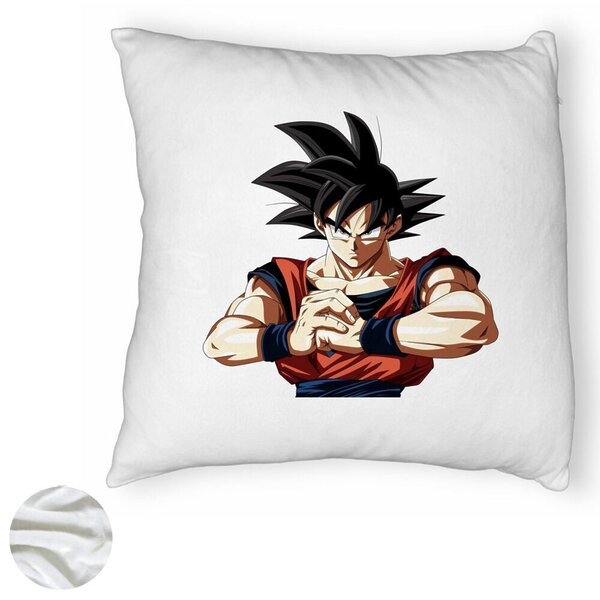 Perna Decorativa Fluffy cu Dragonball Goku 2, 40x40 cm, Alba, Husa Detasabila, Burduf 6 40x40 cm
