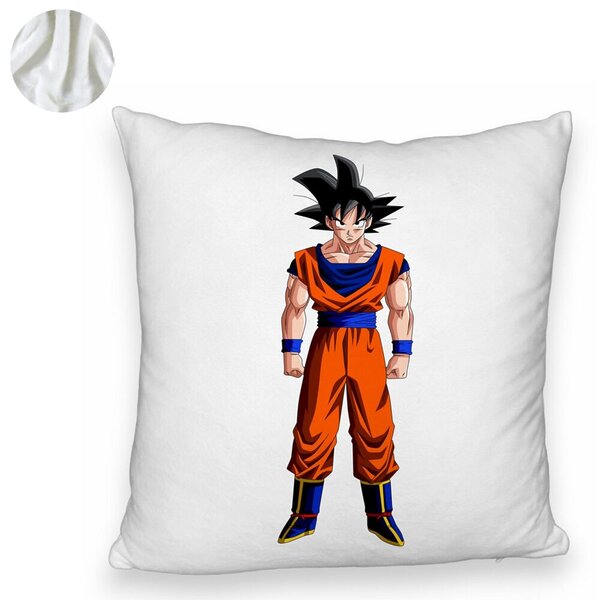 Perna Decorativa Fluffy cu Dragonball Goku, 40x40 cm, Alba, Husa Detasabila, Burduf 6 40x40 cm