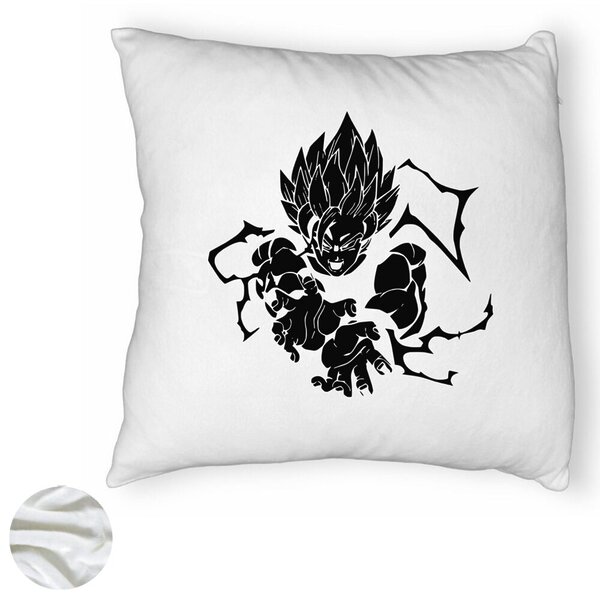 Perna Decorativa Fluffy cu Dragonball Goku Black, 40x40 cm, Alba, Husa Detasabila, Burduf 6 40x40 cm