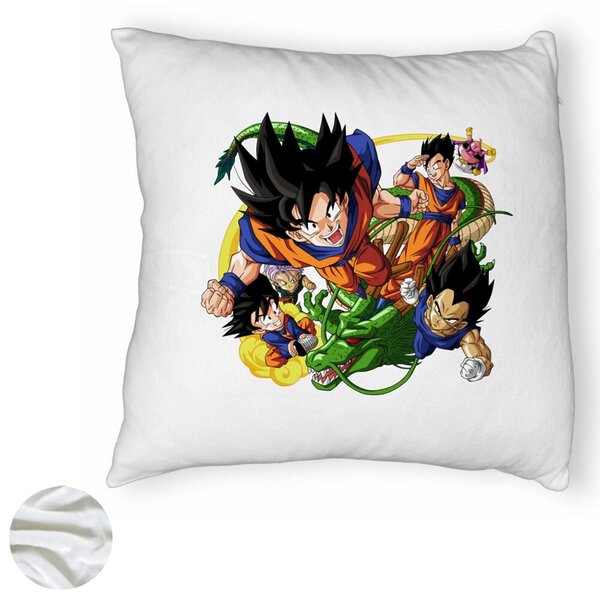 Perna Decorativa Fluffy cu Dragonball characters, 40x40 cm, Alba, Husa Detasabila, Burduf 6 40x40 cm