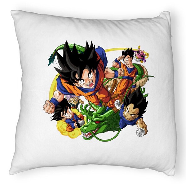 Perna Decorativa Fluffy cu Dragonball characters, 40x40 cm, Alba, Husa Detasabila, Burduf 5 Perna Decorativa Fluffy cu Dragonball characters