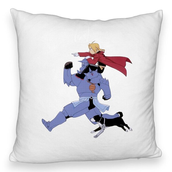 Perna Decorativa Fluffy cu Full Metal Alchemist 2, 40x40 cm, Alba, Husa Detasabila, Burduf 5 Perna Decorativa Fluffy cu Full Metal Alchemist 2