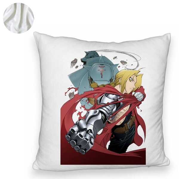 Perna Decorativa Fluffy cu Full Metal Alchemist Edward Elric, 40x40 cm, Alba, Husa Detasabila, Burduf 6 40x40 cm