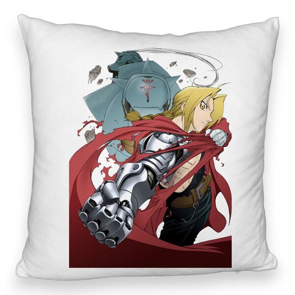 Perna Decorativa Fluffy cu Full Metal Alchemist Edward Elric, 40x40 cm, Alba, Husa Detasabila, Burduf 5 Perna Decorativa Fluffy cu Full Metal Alchemist Edward Elric