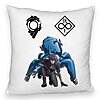 Perna Decorativa Fluffy cu Ghost in the Shell, 40x40 cm, Alba, Husa Detasabila, Burduf 7 Perna Decorativa Fluffy cu Ghost in the Shell