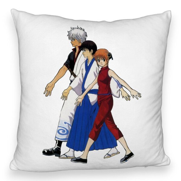 Perna Decorativa Fluffy cu Gintama, 40x40 cm, Alba, Husa Detasabila, Burduf 5 Perna Decorativa Fluffy cu Gintama
