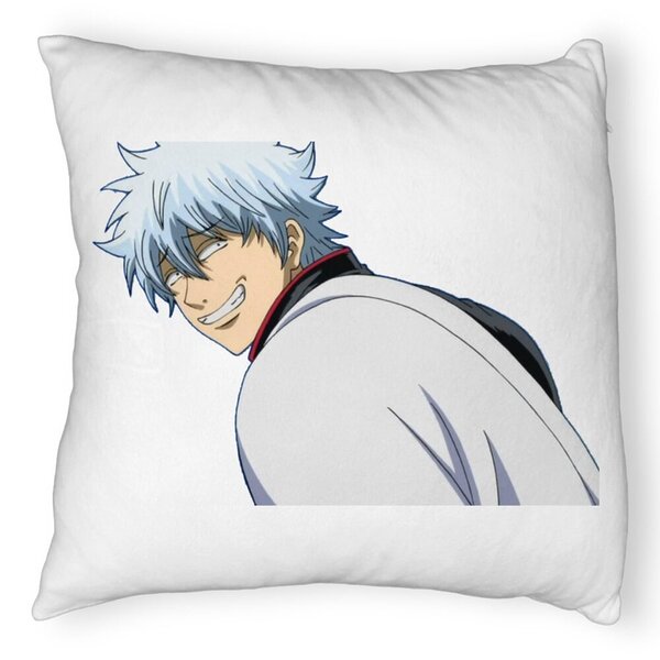 Perna Decorativa Fluffy cu Gintama Gin, 40x40 cm, Alba, Husa Detasabila, Burduf 5 Perna Decorativa Fluffy cu Gintama Gin