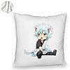 Perna Decorativa Fluffy cu Gintama Gin Cat, 40x40 cm, Alba, Husa Detasabila, Burduf 8 40x40 cm