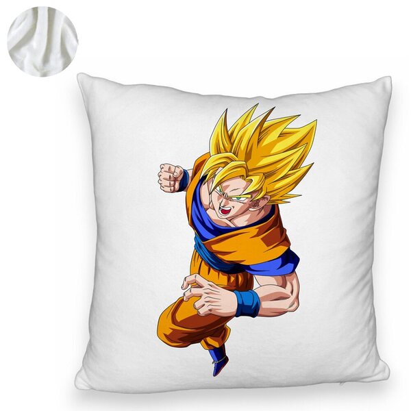 Perna Decorativa Fluffy cu Goku Angry, 40x40 cm, Alba, Husa Detasabila, Burduf 6 40x40 cm