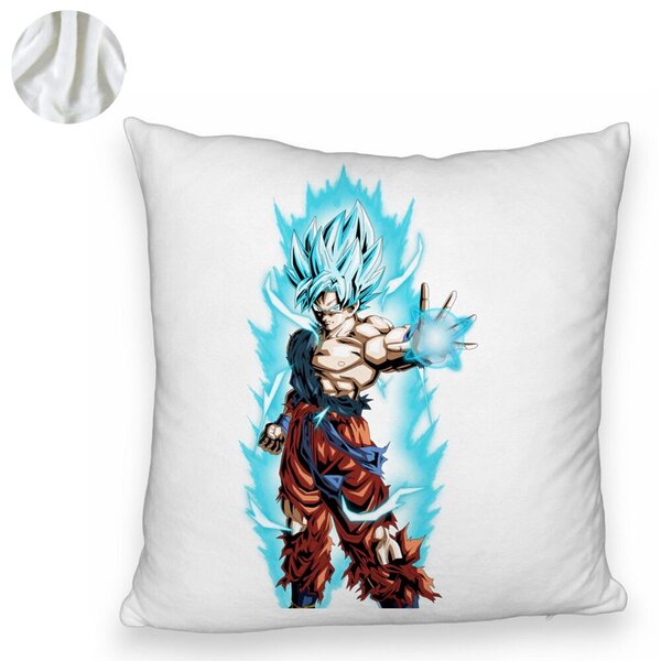 Perna Decorativa Fluffy cu Goku Vegeta Super Saiya Saiyan Dragon Ball, 40x40 cm, Alba, Husa Detasabila, Burduf 6 40x40 cm