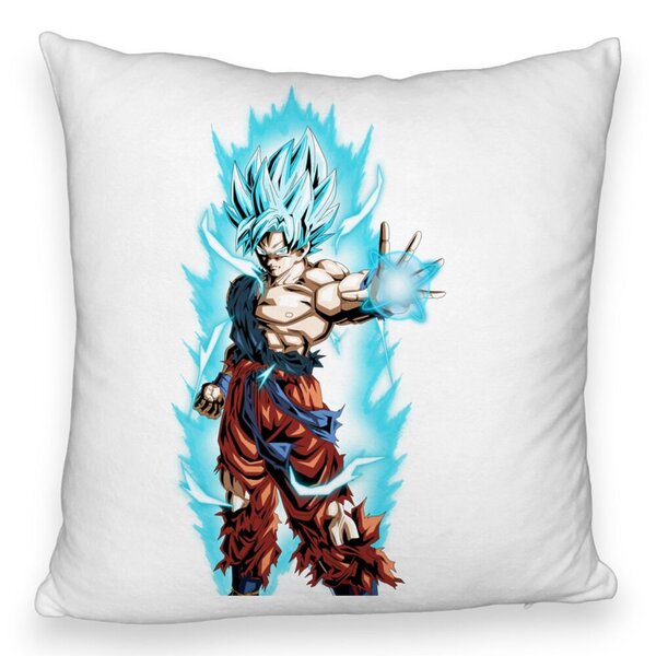 Perna Decorativa Fluffy cu Goku Vegeta Super Saiya Saiyan Dragon Ball, 40x40 cm, Alba, Husa Detasabila, Burduf 5 Perna Decorativa Fluffy cu Goku Vegeta Super Saiya Saiyan Dragon Ball