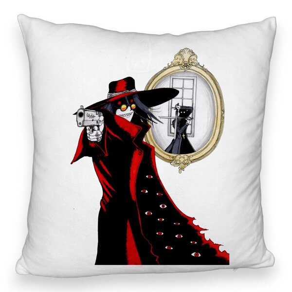 Perna Decorativa Fluffy cu Hellsing, 40x40 cm, Alba, Husa Detasabila, Burduf 5 Perna Decorativa Fluffy cu Hellsing