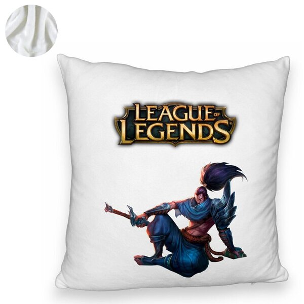 Perna Decorativa Fluffy cu League of Legends, 40x40 cm, Alba, Husa Detasabila, Burduf 6 40x40 cm