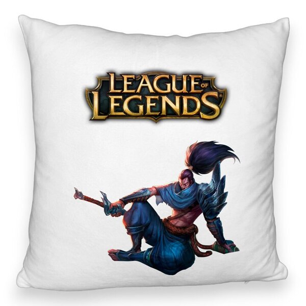 Perna Decorativa Fluffy cu League of Legends, 40x40 cm, Alba, Husa Detasabila, Burduf 5 Perna Decorativa Fluffy cu League of Legends