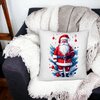 Perna Decorativa Fluffy cu Mos Craciun 2, 40x40 cm, Alba, Husa Detasabila, Burduf 23 Burduf