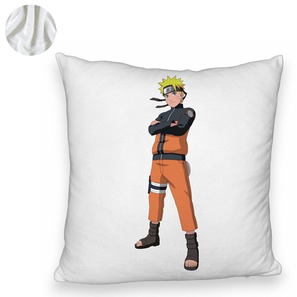 Perna Decorativa Fluffy cu Naruto, 40x40 cm, Alba, Husa Detasabila, Burduf 6 40x40 cm