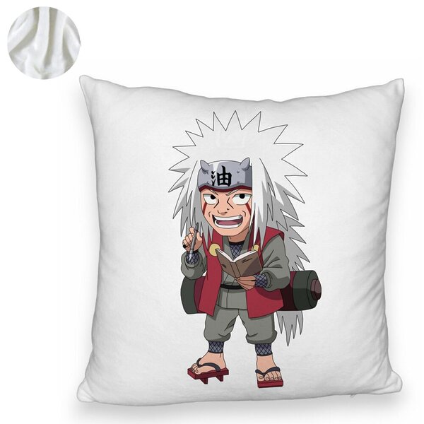 Perna Decorativa Fluffy cu Naruto Jiraiya, 40x40 cm, Alba, Husa Detasabila, Burduf 6 40x40 cm