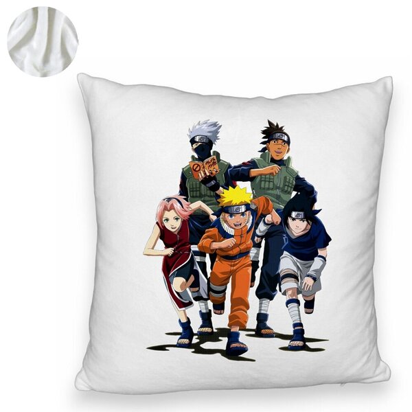 Perna Decorativa Fluffy cu Naruto team, 40x40 cm, Alba, Husa Detasabila, Burduf 6 40x40 cm
