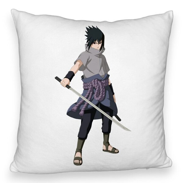 Perna Decorativa Fluffy cu Nsruto Sasuke, 40x40 cm, Alba, Husa Detasabila, Burduf 5 Perna Decorativa Fluffy cu Nsruto Sasuke