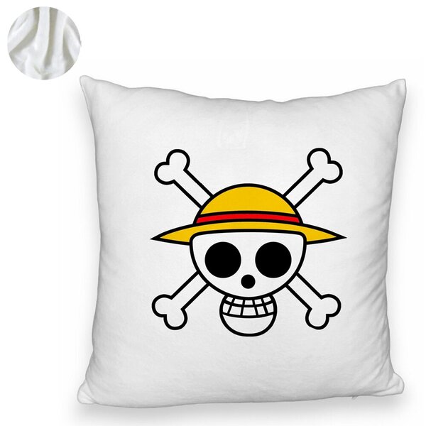 Perna Decorativa Fluffy cu One Piece, 40x40 cm, Alba, Husa Detasabila, Burduf 6 40x40 cm