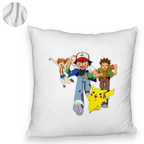 Perna Decorativa Fluffy cu Pokemon Pikachu, 40x40 cm, Alba, Husa Detasabila, Burduf 6 40x40 cm