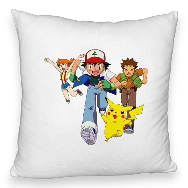 Perna Decorativa Fluffy cu Pokemon Pikachu, 40x40 cm, Alba, Husa Detasabila, Burduf 5 Perna Decorativa Fluffy cu Pokemon Pikachu