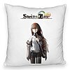 Perna Decorativa Fluffy cu Steins Gate, 40x40 cm, Alba, Husa Detasabila, Burduf 7 Perna Decorativa Fluffy cu Steins Gate