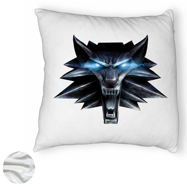 Perna Decorativa Fluffy cu The Witcher Fans, 40x40 cm, Alba, Husa Detasabila, Burduf 6 40x40 cm