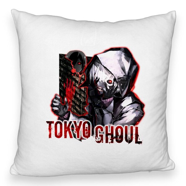 Perna Decorativa Fluffy cu Tokyo Ghoul, 40x40 cm, Alba, Husa Detasabila, Burduf 5 Perna Decorativa Fluffy cu Tokyo Ghoul
