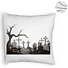 Perna Decorativa Fluffy cu motiv Cimitir de Halloween, 40x40 cm, Alba, Husa Detasabila, Burduf 8 40x40 cm