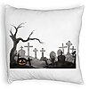 Perna Decorativa Fluffy cu motiv Cimitir de Halloween, 40x40 cm, Alba, Husa Detasabila, Burduf 7 Perna Decorativa Fluffy cu motiv Cimitir de Halloween