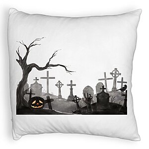 Perna Decorativa Fluffy cu motiv Cimitir de Halloween