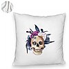 Perna Decorativa Fluffy cu motiv Craniu si Flori de Halloween, 40x40 cm, Alba, Husa Detasabila, Burduf 8 40x40 cm