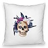Perna Decorativa Fluffy cu motiv Craniu si Flori de Halloween, 40x40 cm, Alba, Husa Detasabila, Burduf 7 Perna Decorativa Fluffy cu motiv Craniu si Flori de Halloween