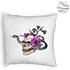 Perna Decorativa Fluffy cu motiv Craniu si Sarpe de Halloween, 40x40 cm, Alba, Husa Detasabila, Burduf 8 40x40 cm