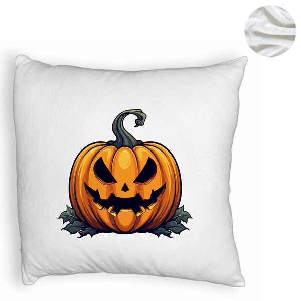 Perna Decorativa Fluffy cu motiv Dovleac de Halloween 1, 40x40 cm, Alba, Husa Detasabila, Burduf 6 40x40 cm